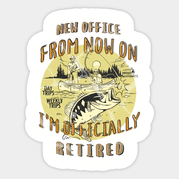 Fishing Retirement Adventure Outdoor Officially Retired Sticker by InktuitionCo